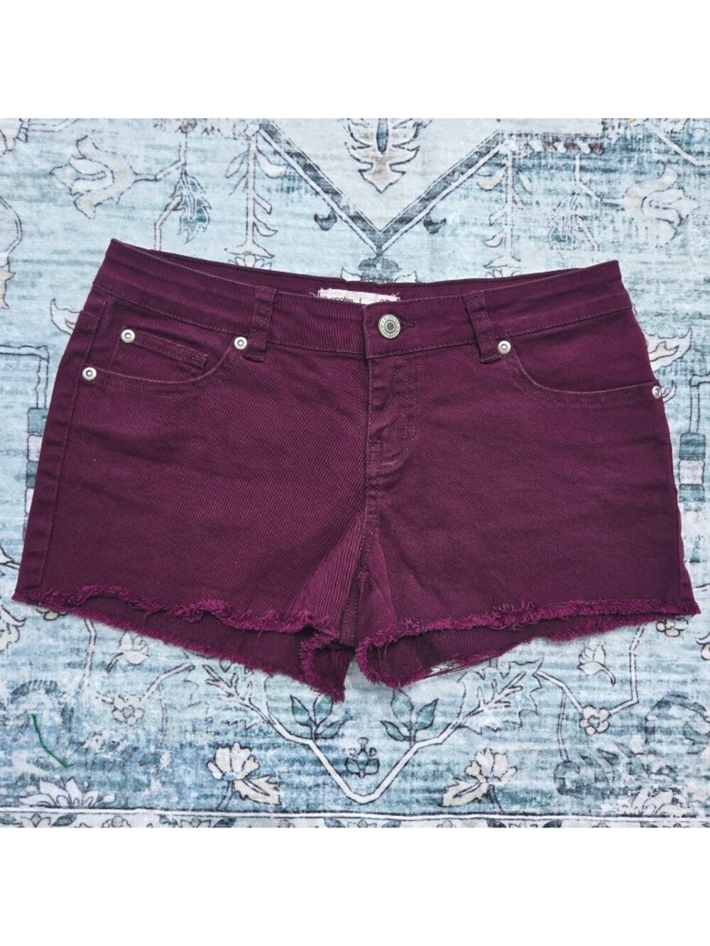 Vintage Y2K Denim Micro Shorts Size 27 Maroon Wine Burgundy Low Rise